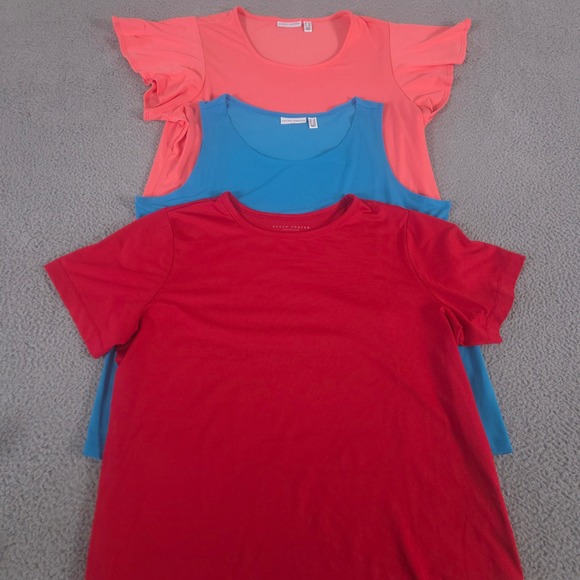 Susan Graver Tops - LOT OF 3 Susan Graver Tops Womens 1X Multi Liquid Knit Flutter Sleeve T-Shirt
